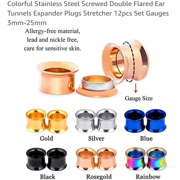 Stainless Steel Double Flare Plugs 3mm/8g - Picture 6 of 7